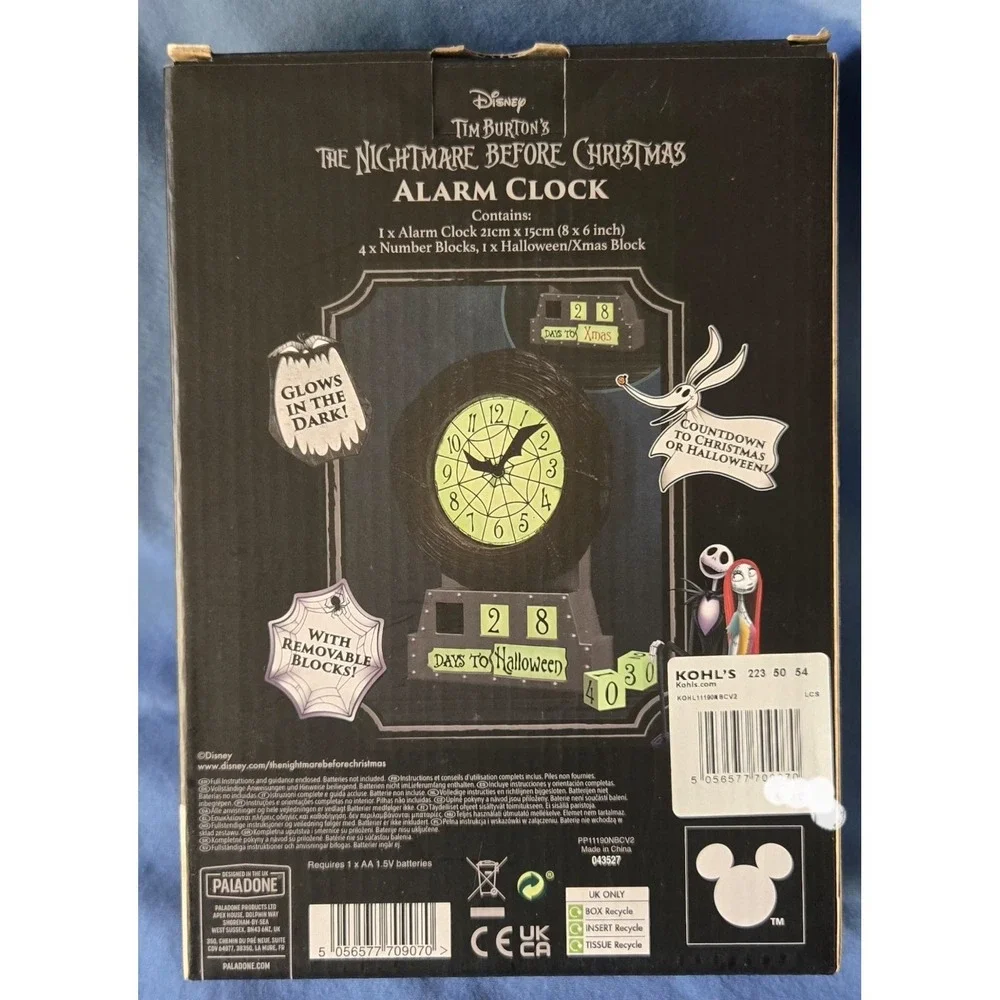 Disney Tim‎ Burton's Nightmare Before Christmas Alarm Clock Halloween Countdown